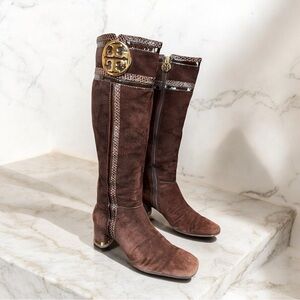 Tory Burch Brown Suede Knee-High Boots